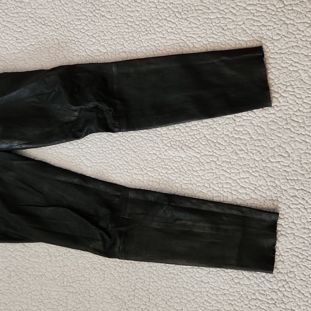 J Brand Lamb leather liquid cropped pull on raw hem leggings - Picture 3 of 11
